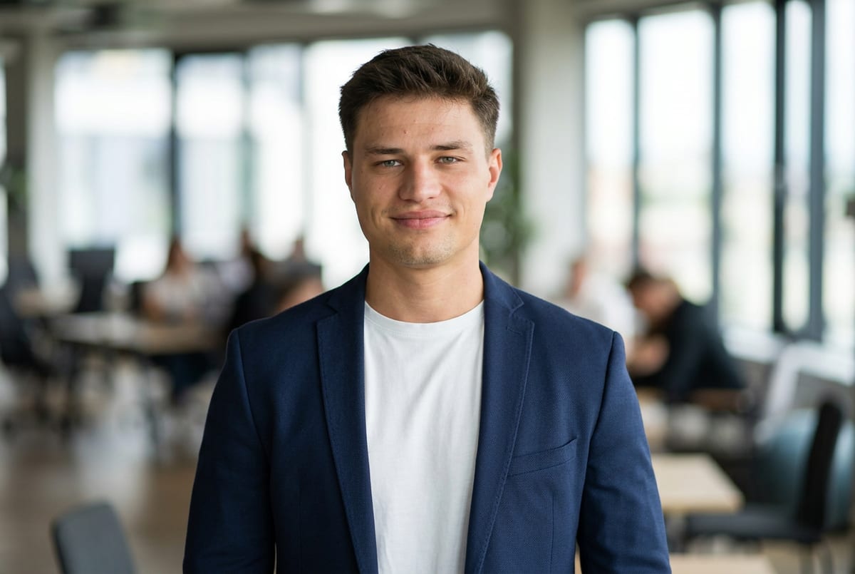 Vincent Noel Dohr, Gründer von ProAngebot, im navy Sakko